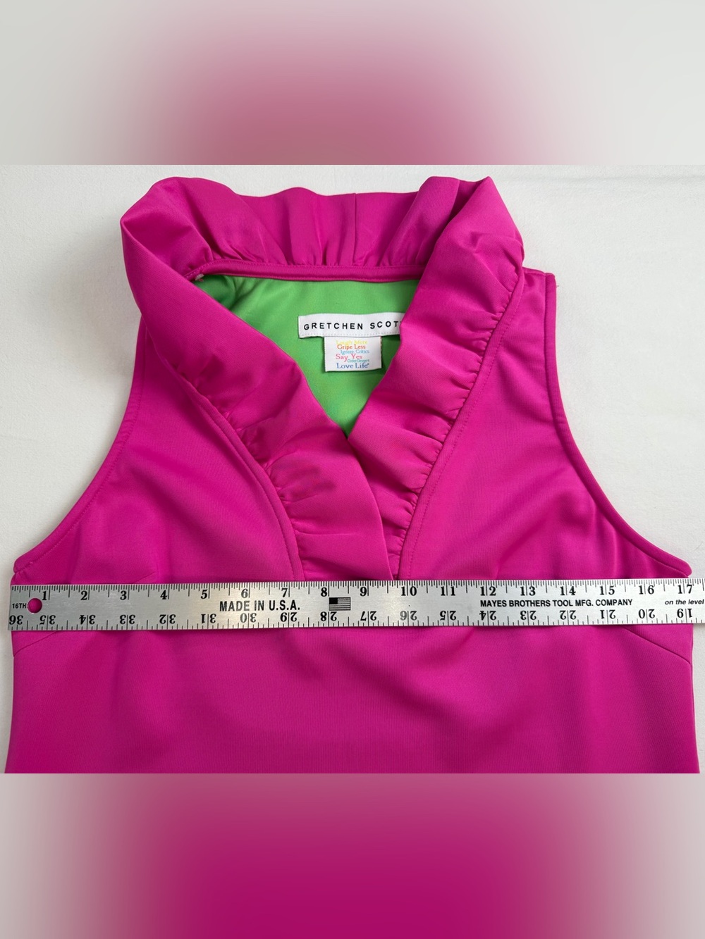 Gretchen Scott Hot Pink Ruffle Sleeveless Midi Shift Dress Size Small - Picture 6 of 10